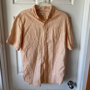 Weatherproof Vintage Orange Washable Linen Button Down SS Shirt - Size L
